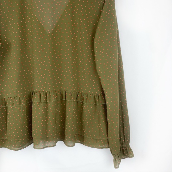 Olive Green Ruffle Blouse - Picture 5 of 7